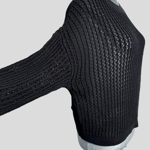 sheer baggy black cotton open knit chunky fall sweater M Old Navy - Picture 2 of 8